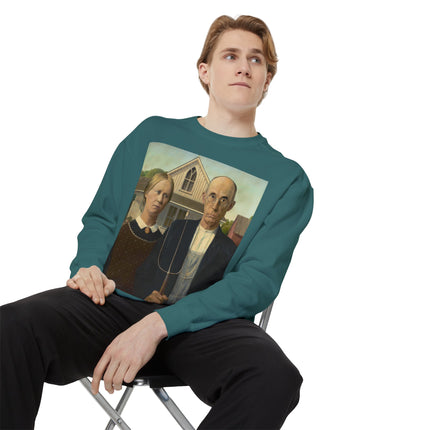 American Gothic by Grant Wood Unisex Garment-Dyed Sweatshirt