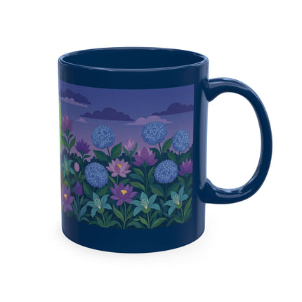 🧶☂️ The Lady Of The Garden Knitting Circle Ceramic Mug – Art Deco Floral Whimsy