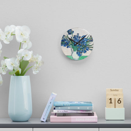 Irises by Vincent Van Gogh Acrylic Wall Clock, Round and Square