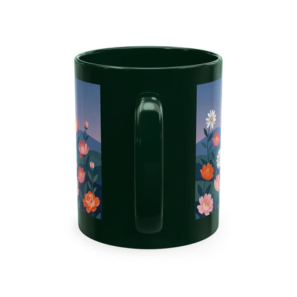 🌸🎭 The Lady Of The Floral Masquerade Garden Ceramic Mug – Art Deco Fashion Whimsy