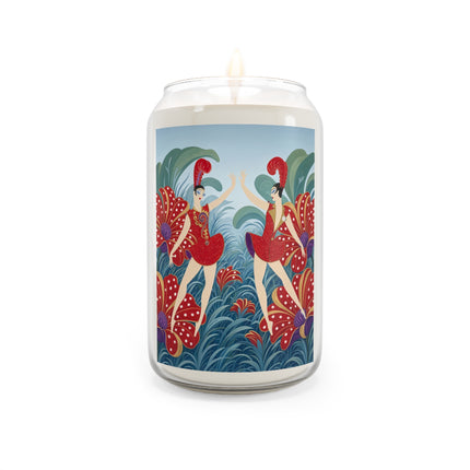 🎭🌺 The Scarlet Flower Garden Dancers Scented Soy Candle – Art Deco Floral Whimsy