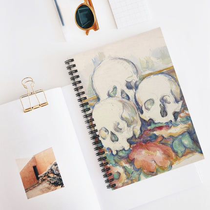 The Three Skulls by Paul Cézanne Spiral Notebook - Ruled Line