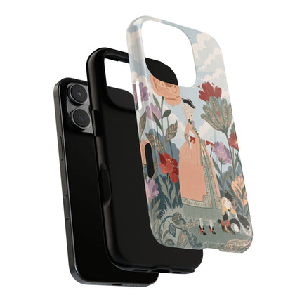 🌹🐈 The Lady And Puss In Boots Phone Case – Art Deco Floral Whimsy