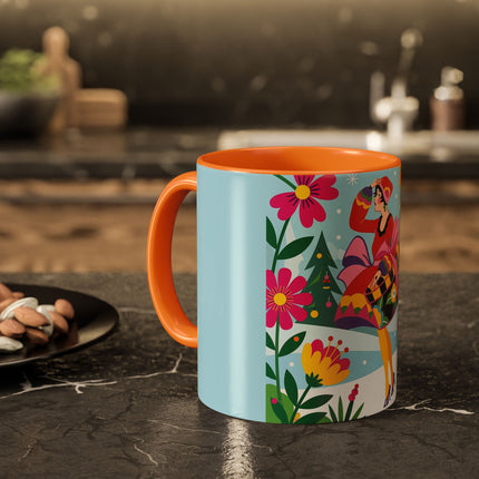 🌸🎄 Christmas In The Winter Garden Colorful Mug – Whimsical Holiday Fantasy