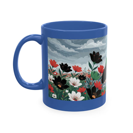 🌺☔ The Lady In The Stormy Flower Garden Ceramic Mug – Art Deco Fashion Elegance