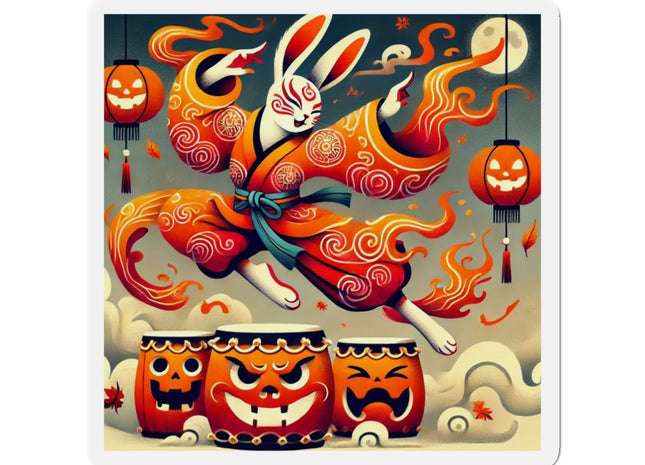 Jack-O’-Lantern Drums & The Kabuki Rabbit Die-Cut Magnets (4 Sizes)