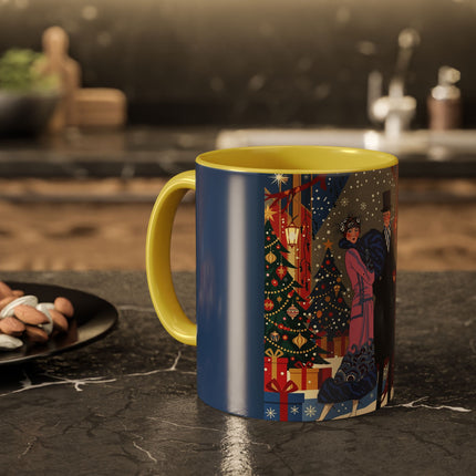 🎩🎄 Christmas Eve Promenade Colorful Mug – Art Deco Holiday Elegance