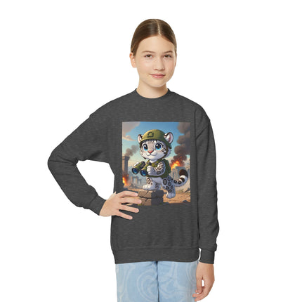 Snow Leopard Lookout Youth Crewneck Sweatshirt – Courage, Curiosity & High-Altitude Adventure