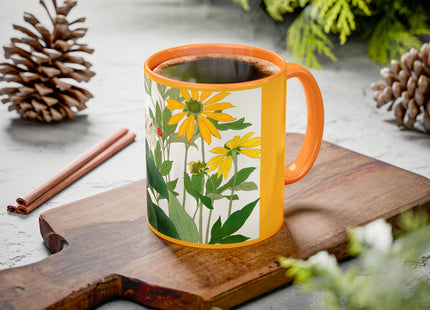 Clerodendrum & Rudbeckia Flower by Tanigami Kônan Colorful Mugs (11oz, 15oz)