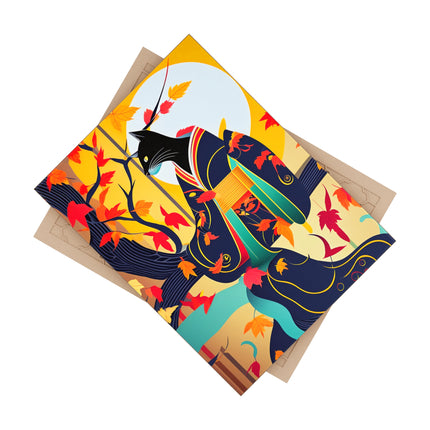 Black Cat in Kimono Ceramic Tile