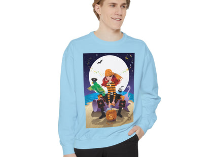 Moonlit Pirate Halloween Unisex Garment-Dyed Sweatshirt
