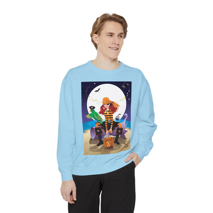 Moonlit Pirate Halloween Unisex Garment-Dyed Sweatshirt