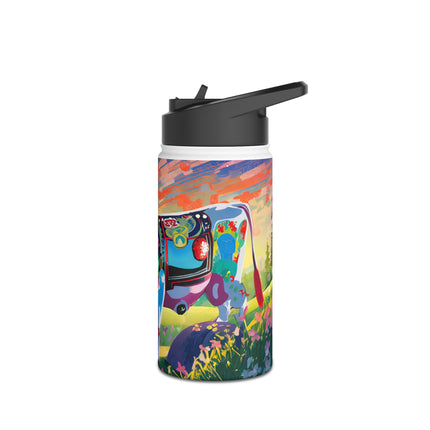 Cyber Glitch Cow Stainless Steel Water Bottle