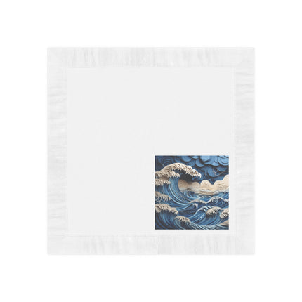 Dramatic Ocean with Crashing Waves White Coined Napkins