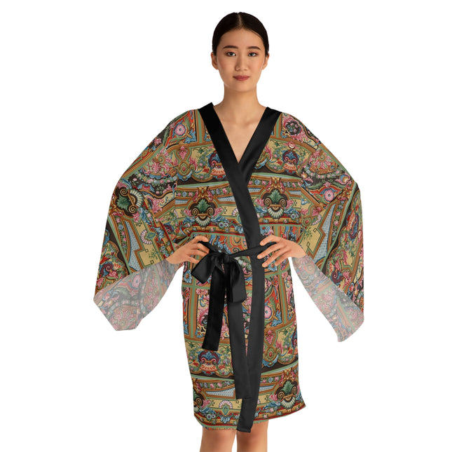 L'Ornement Polychrome by Albert Racine Long Sleeve Kimono Robe (AOP)