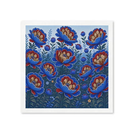 💙🌺 The Royal Blue Gilded Peony Garden Napkins – Elegant Botanical Floral Art
