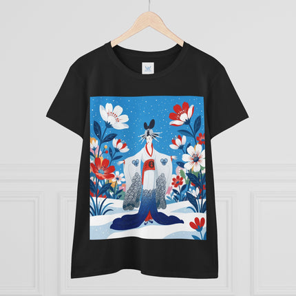🌸❄️ The Winter Blossom Kimono Cotton Tee – Japanese-Inspired Floral Elegance