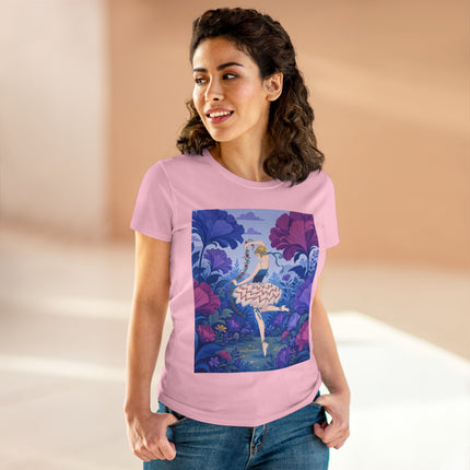 🌸🩰 The Enchanted Garden Ballet Cotton Tee – Art Deco Floral Whimsy