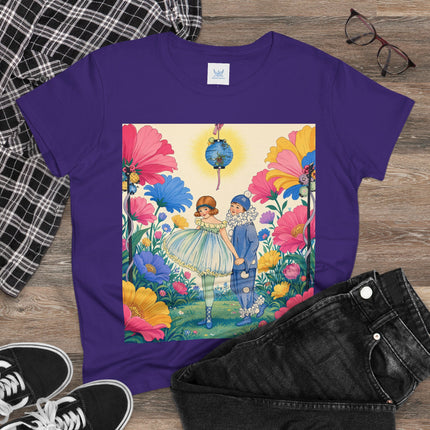 🌸🏮 The Lantern Garden Stroll Cotton Tee – Art Deco Floral Whimsy