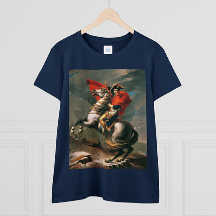 Napoleon Crossing the Alps by Jacques-Louis David Women's Midweight Cotton Tee