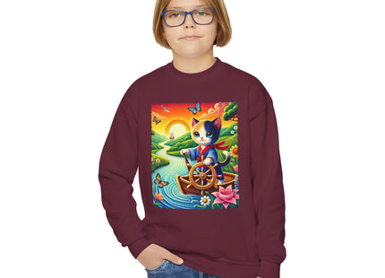Sailor Kitten’s River Adventure Youth Crewneck Sweatshirt