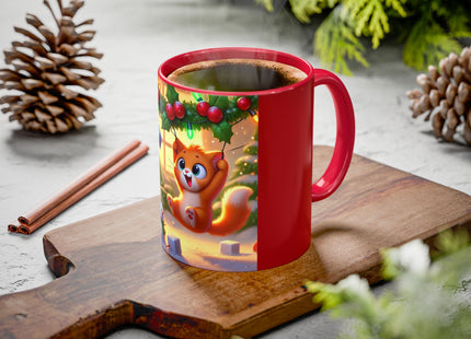 Naughty or Nice Kitten Christmas Colorful Mugs (11oz, 15oz)