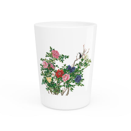 Peonies and Birds by Okamoto Shuki Ceramic Shot Glass