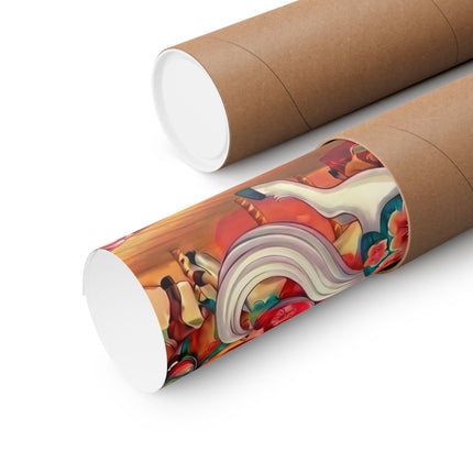 🎠🌸 Geisha Kitten's Enchanted Carousel Ride Matte Vertical Poster – Whimsical Dreams & Cherry Blossom Magic