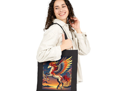 Flame-Winged Horse at Sunset Cotton Canvas Tote Bag