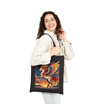 Flame-Winged Horse at Sunset Cotton Canvas Tote Bag