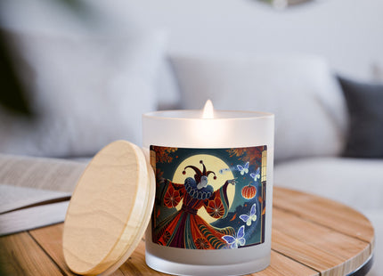 Court Magician with Ghost Butterflies Frosted Glass Candle, 11oz