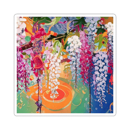 Golden Wisteria Elegance Kiss-Cut Stickers (4 Sizes)