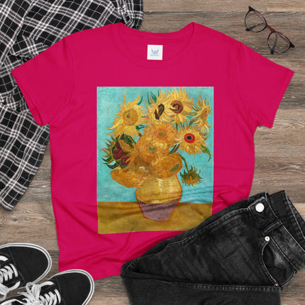 Vase with Twelve Sunflowers by Vincent van Gogh Women's Midweight Cotton Tee