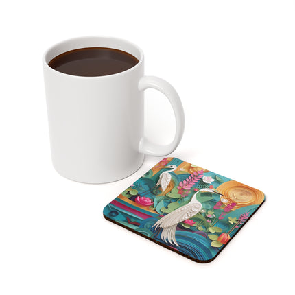 Elegant Egret Oasis Cork Back Coaster