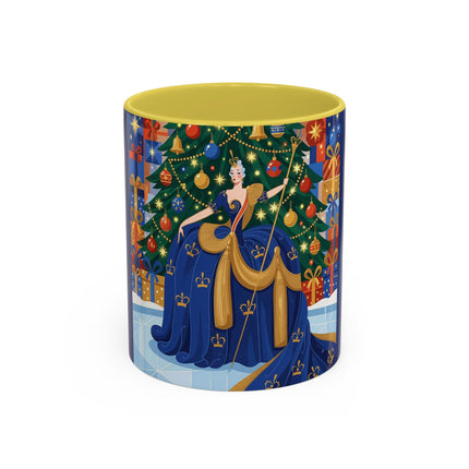 👑🎄 The Christmas Queen Of Golden Bells Colorful Mug – Art Deco Holiday Elegance