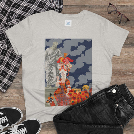 Rococo Grandeur Women's Midweight Cotton Tee – Opulent Elegance & Theatrical Charm
