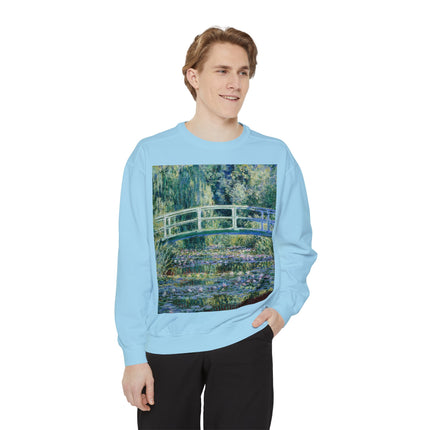 Water Lilies and Japanese Bridge by Claude Monet Unisex Garment-Dyed Sweatshirt