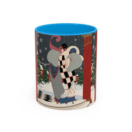 ❄️✨ The Winter Couture Promenade Colorful Mug – Art Deco Holiday Elegance
