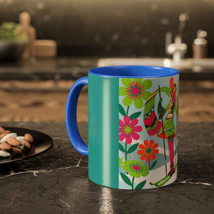 🎿🌸 The Winter Flower Adventurer Colorful Mug – Colorful Ski Fantasy