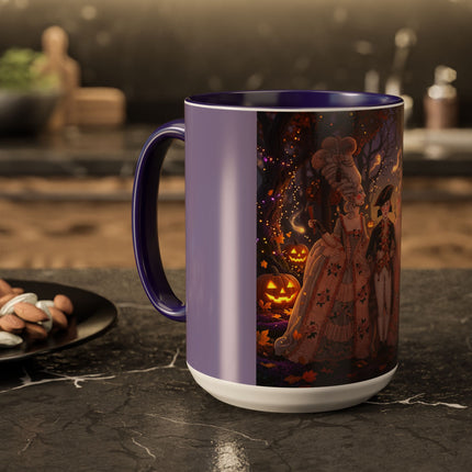 🎃🌙 The Midnight Court Of Pumpkin Grove Colorful Mug – Elegant Halloween Masquerade