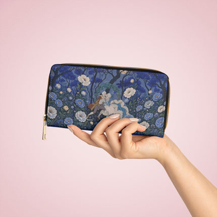 🌙💙 The Moonlit Blue Blossom Romance Wallet – Art Deco Floral Fantasy