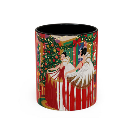 🎄💃 The Christmas Mirror Duet Colorful Mug – Art Deco Holiday Elegance