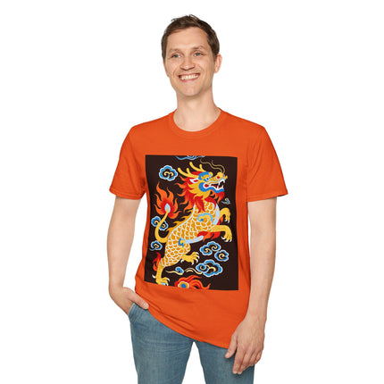 🐅🔥 The Golden Fire Tiger Softstyle T-Shirt – Celestial Flames & Eastern Fantasy