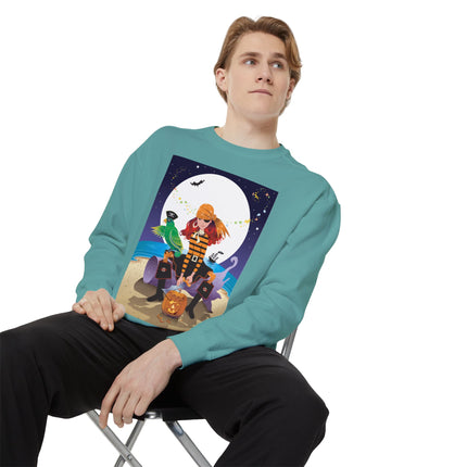 Moonlit Pirate Halloween Unisex Garment-Dyed Sweatshirt