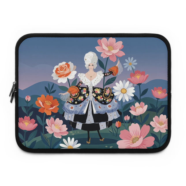 🌺🎭 The Lady Of The Grand Floral Masquerade Laptop Sleeve – Art Deco Garden Elegance