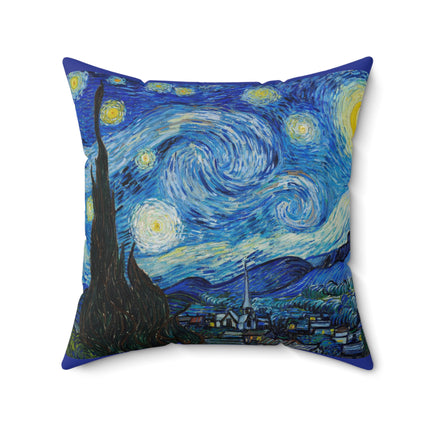 The Starry Night by Vincent Van Gogh Spun Polyester Square Pillow