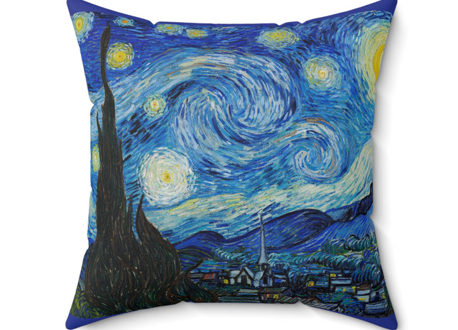 The Starry Night by Vincent Van Gogh Spun Polyester Square Pillow