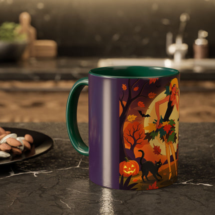 🌕🍂 Autumn Song Beneath The Harvest Moon Colorful Mug – Whimsical Halloween Charm