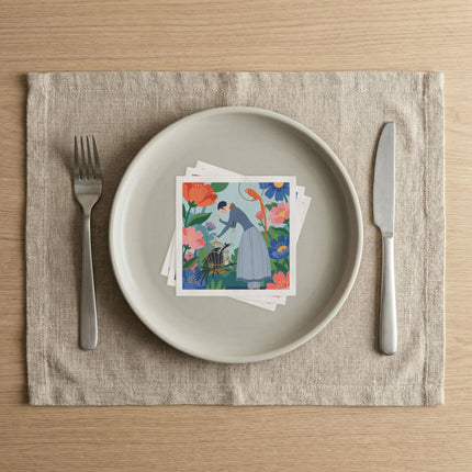 🦜🌺 The Lady Of The Garden Aviary Napkins – Art Deco Floral Whimsy