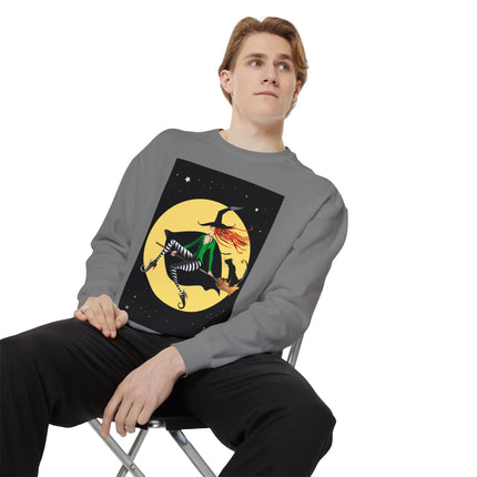 A Witch’s Moonlit Flight Unisex Garment-Dyed Sweatshirt